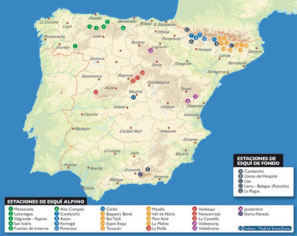 carte station de ski en espagne Guides des stations de ski en Espagne
