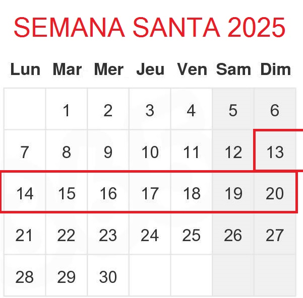 Les dates de la semaine de Pâques 2025 en Espagne